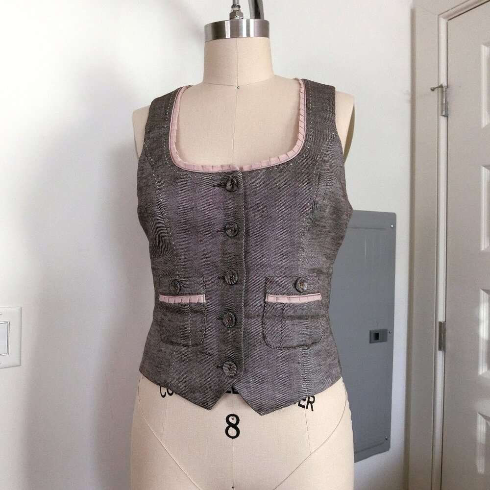 Bebe Contrast Trim Bustier Vest